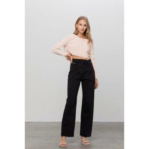 Insane Genes Crossover Criss Cross Straight Leg Black Jeans Women's Size 13/30